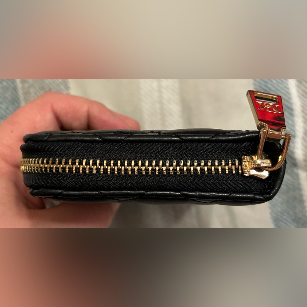 Badgley Mischka Quilted Vegan Leather Zippy Wallet w/ Gold Hardware - Picture 5 of 7